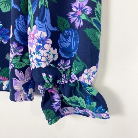 J.CREW Ruffle Neck Long Sleeve Floral Top 365 Crepe XS - Picture 8 of 12